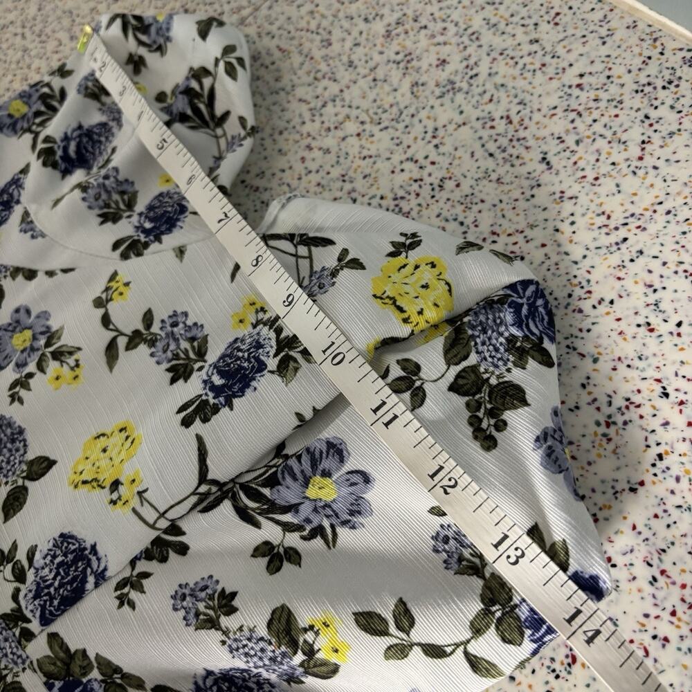 ASOS Women’s Blue Yellow Floral Peplum Wide Leg Jumpsuit Strapless Size 2 White - Picture 11 of 14